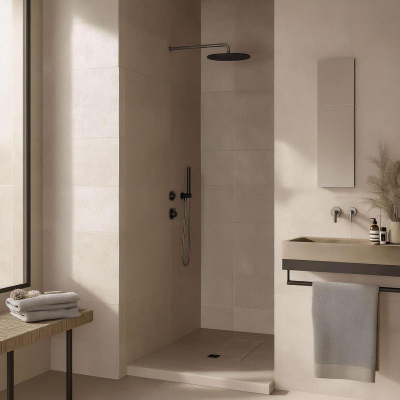 Waterevolution Flow indbygget brusetermostat med 1 omskifterhane, gun metal 1208948849