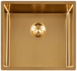 Lorreine 40SP-Gold Luxe RVS vask PVD Guld 40x40 til underbygning, planmontering og overbygning 1208952328