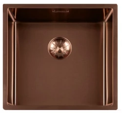 Lorreine 40SP Copper Luxe RVS vask kobberfarvet PVD Copper 40x40 undermontering, planmontering og overmontering 1208952365