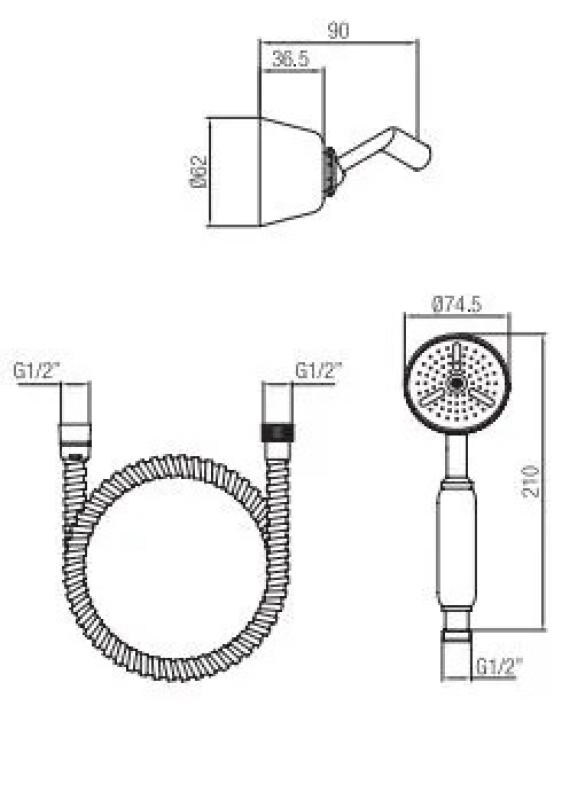 PB klassisk håndbrusersæt med ophængskrog bronze 1208952420