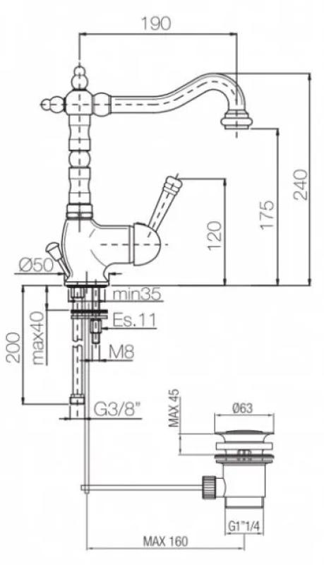 PB Vaskarmatur nostalgisk Vintage Krom