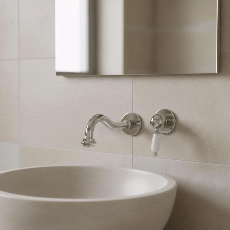 PB nostalgisk indbygningsvaskeblandingsbatteri Vintage tud 21 cm krom