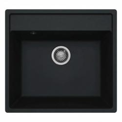 GraniteMy Bremen granitvask 53x50 cm sort til påbygning, underbygning og planbygning med hanehul med RUSTFRIT STÅL PROP