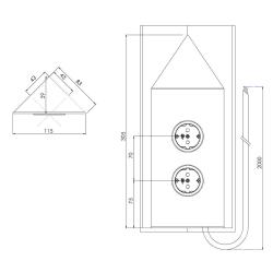 Indux Corner Energi-søjle med 2 stikkontakter Randearde Hjørne Sort 1208953221