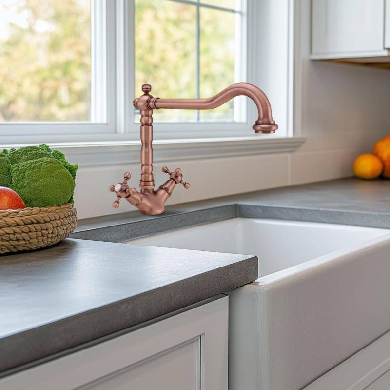 Nostalgisk klassisk køkkenhane V1910 Kobber med drejbar tud 1208953526