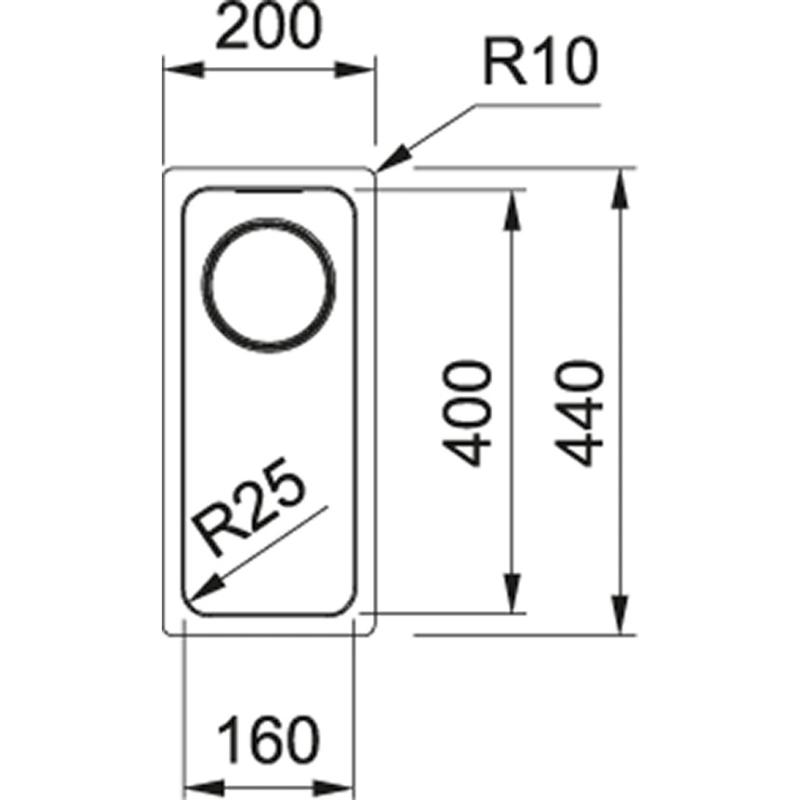 Franke Mythos MYX 110.16 rustfrit stål lille vask 16x40cm undermontering 122.0638.196