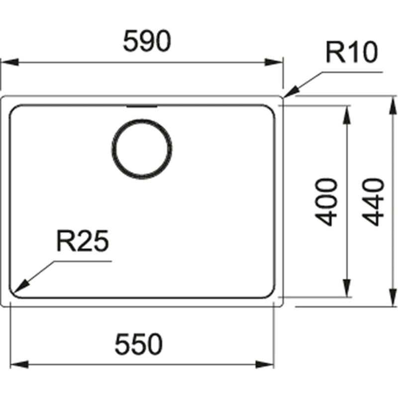 Franke Mythos MYX 110.55 rustfrit stål vask 55x40cm undermontering 122.0638.200