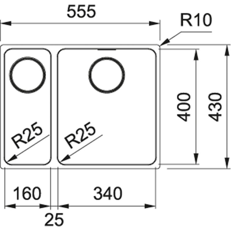 Franke Mythos MYX 160.34.16 BR halvanden rustfri stålvask undermonteret 16+34cm 122.0638.272