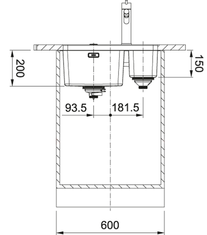 Franke Mythos MYX 160.34.16 BL halvanden rustfrit stål vask undermontering 34+16cm 122.0638.273