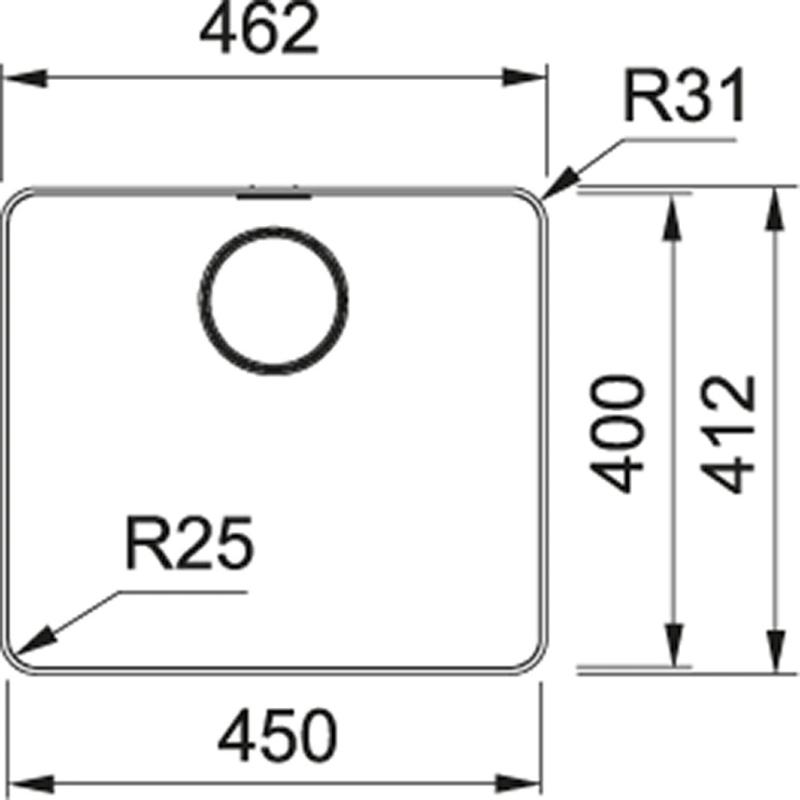 Franke Mythos MYX 210.45 rustfrit stål vask 45x40cm planlimning 127.0638.275
