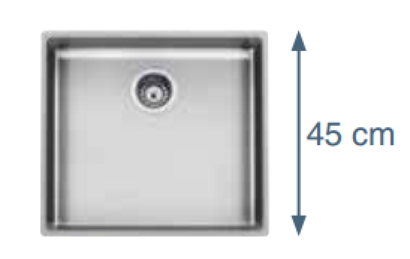 Foster L45 Speciel 45 cm lang rustfrit stål vask 50 x 45 cm undermontering 1208953724