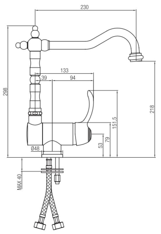 PB Vintage Nostalgisk køkkenhane vindueshane foldbar Bronze 1208953756