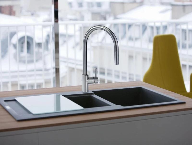 Franke Køkkenarmatur Eos Neo med udtrækkelig brusehoved, fuldstændig rustfrit stål 115.0590.045