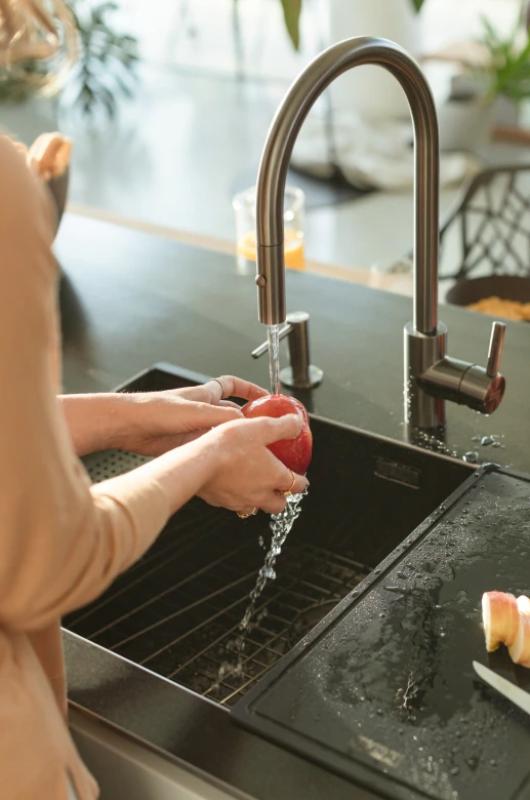 Franke Køkkenarmatur Eos Neo med udtrækkeligt sprøjtehoved pvd gun metal 115.0628.256