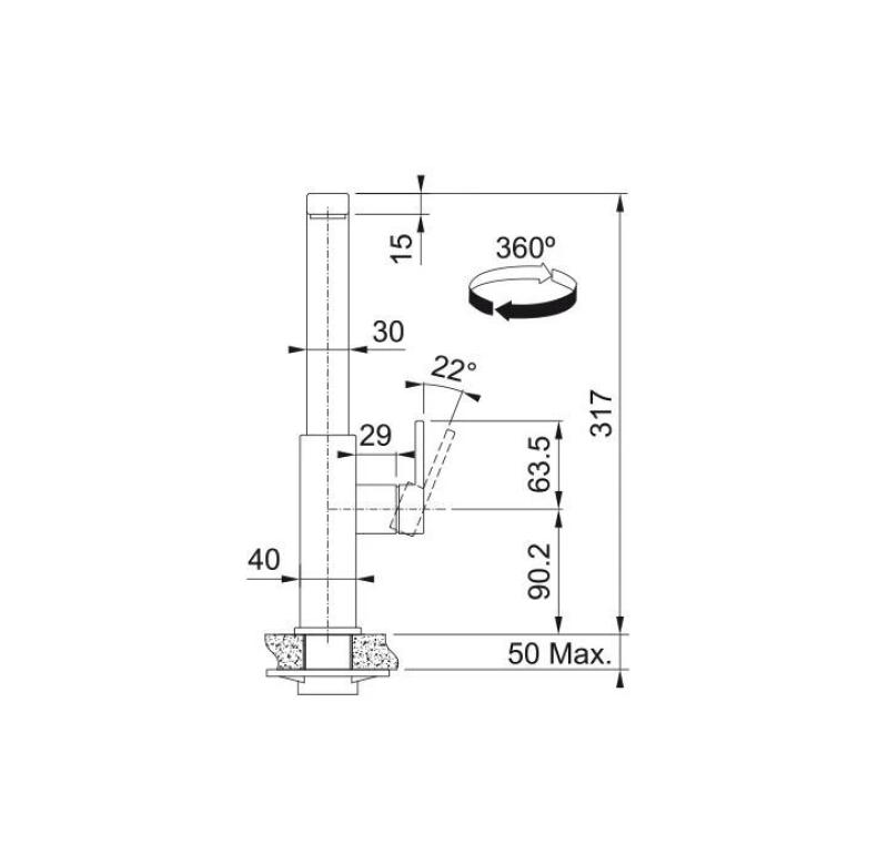 Franke massiv rustfrit stål Køkkenarmatur Mythos med drejbar tud inox 115.0547.852