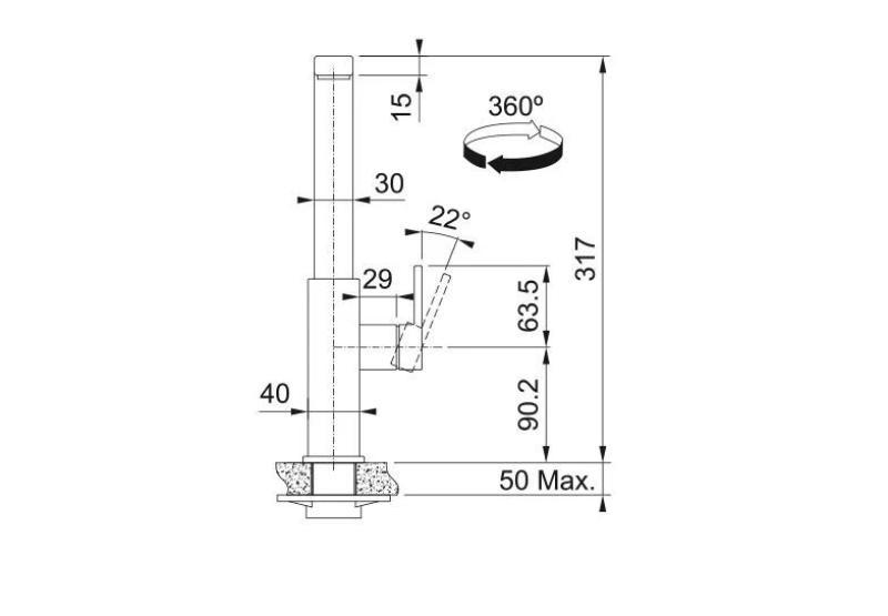 Franke børstet sort køkkenarmatur Mythos med drejelig tud 115.0550.441