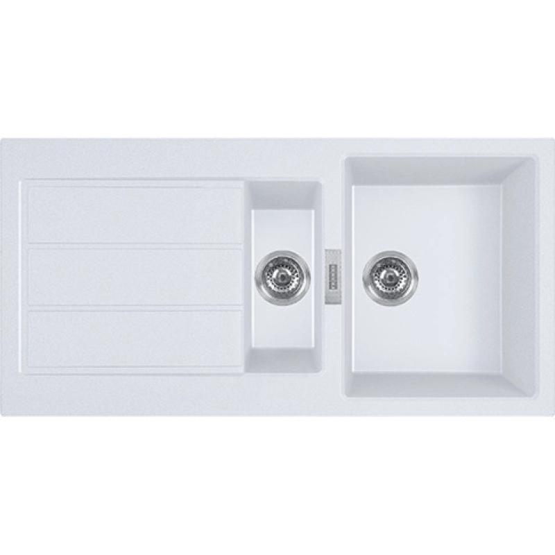 Franke Sirius 2 S2D 651 plast 1,5 halvanden vask med dræningshvid overflade 100x50 143.0634.555
