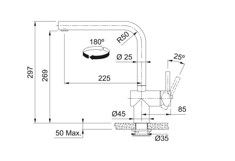 Franke massiv rustfrit stål sensor Køkkenarmatur Atlas Neo svingtud inox 115.0625.489