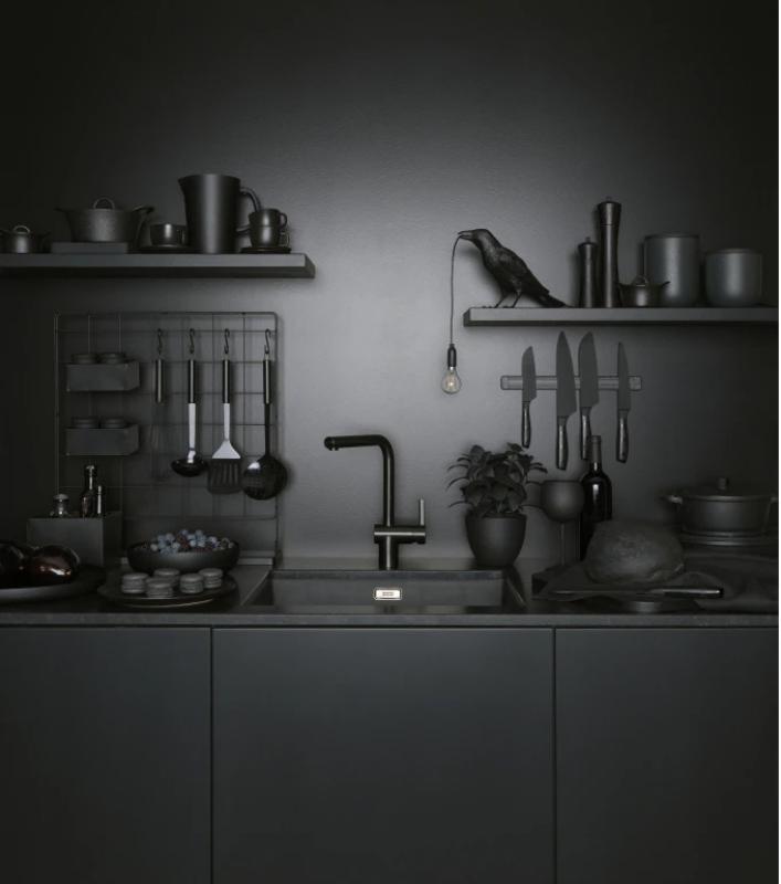 Franke børstet sort sensor Køkkenarmatur Atlas Neo drejelig tud 115.0625.525