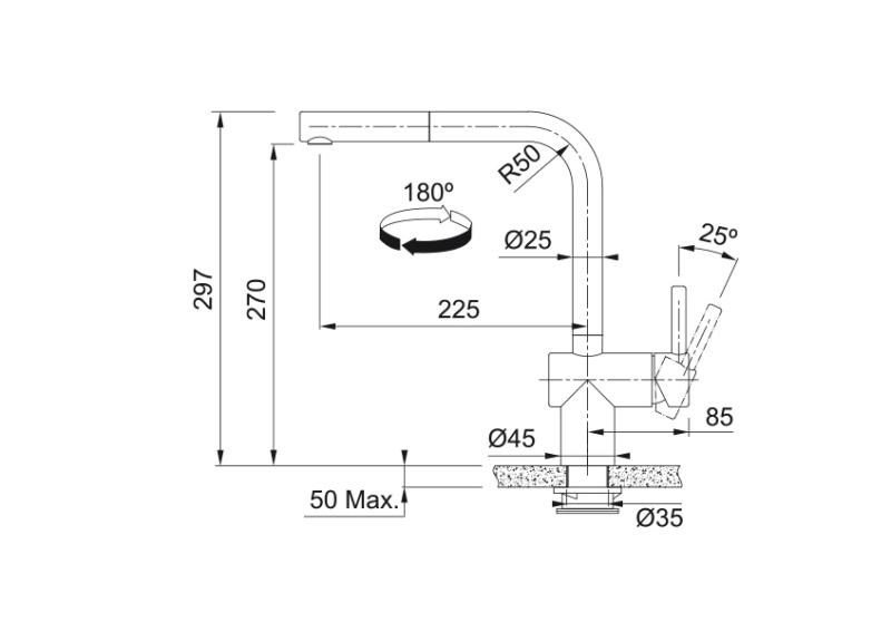 Franke børstet sort sensor køkkenarmatur Atlas Neo med udtrækkelig tud 115.0625.527