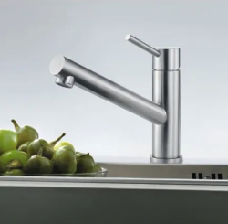Franke Orbit massiv rustfrit stål lav køkkenarmatur med drejelig tud inox 115.0569.290