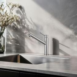 Franke Orbit massiv rustfrit stål høj køkkenarmatur med drejelig tud inox 115.0600.928