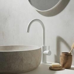 Waterevolution Flow håndvaskarmatur høj model mat hvid T1121FUBR