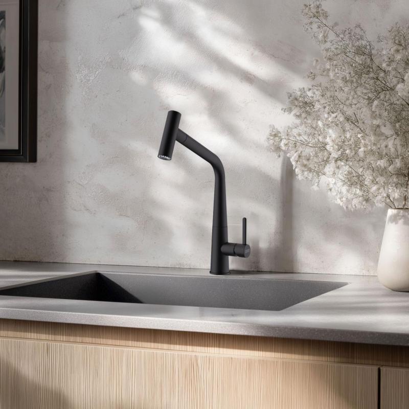 Franke Icon Køkkenarmatur mat sort med udtrækkelig tud 115.0625.190