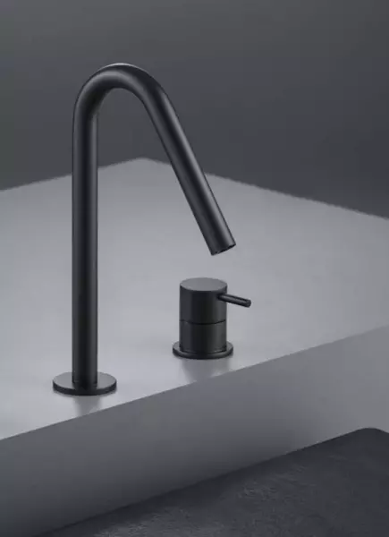 Waterevolution Flow 2-huls håndvaskarmatur sort med høj V 120mm tud T1122VPR