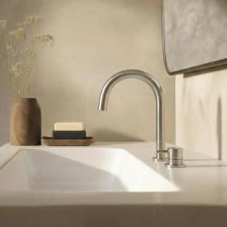 Waterrevolution Flow 2-huls håndvaskarmatur fuldt rustfrit stål med lav U 200mm udløb T1121UIE