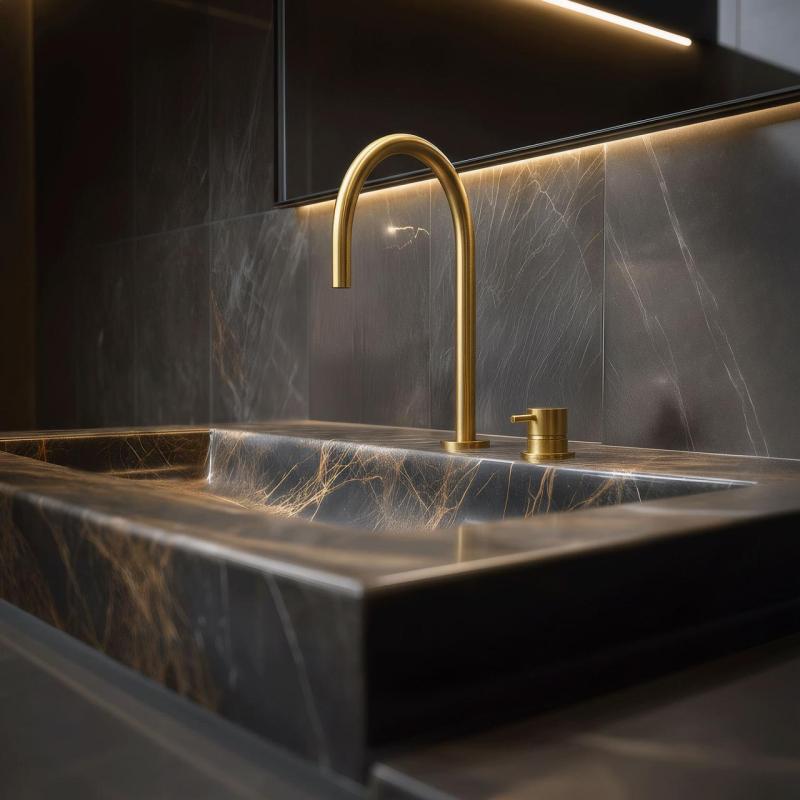 Waterevolution Flow 2-huls håndvaskarmatur børstet messing T1121ULE