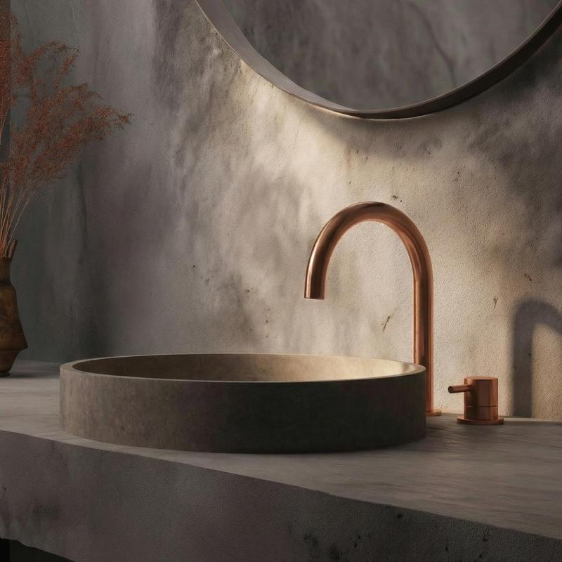 Waterevolution Flow 2-huls håndvaskarmatur PVD børstet kobber T1121UCPE