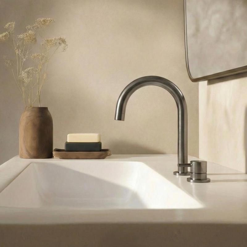 Waterevolution Flow 2-huls håndvaskarmatur PVD Gun Metal T1121UGME