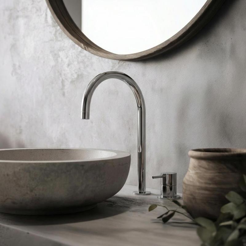 Waterevolution Flow 2-huls håndvaskarmatur krom med lav U 200mm tud T1122U01