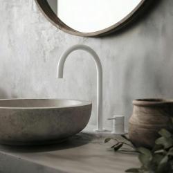 Waterevolution Flow 2-huls håndvaskarmatur hvid med høj U 200 mm udløb T1122UBR