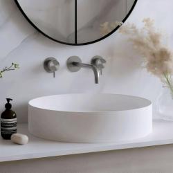 Waterevolution Flow 3-huls indbygget håndvaskarmatur, helt i rustfrit stål med udløb 15 cm T1163FIE-15