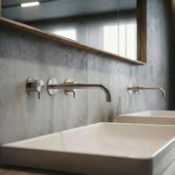 Waterevolution Flow 3-huls indbygget håndvaskarmatur, helt i rustfrit stål, med 21 cm udløb T1163FIE-21