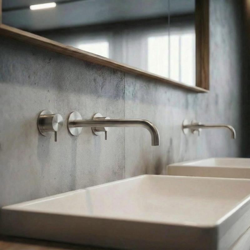 Waterevolution Flow 3-huls indbygget håndvaskarmatur, helt i rustfrit stål, med 21 cm udløb T1163FIE-21