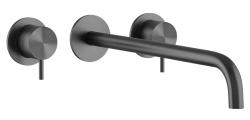 Waterevolution Flow 3-huls indbygget håndvaskarmatur PVD Gun metal med udløb 21 cm T1163FGME-21