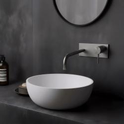 Waterevolution Flow indbygget håndvaskarmatur med dækplade, helt i rustfrit stål, med udløb 21 cm T1161BIE-21