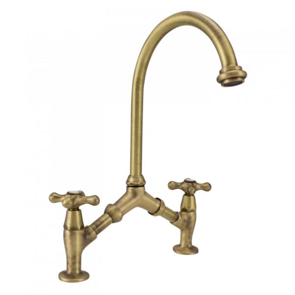 PB klassisk Nostalgisk klassisk køkkenarmatur i bronze med variabel centerafstand 2 huller 18-25cm 1208954352