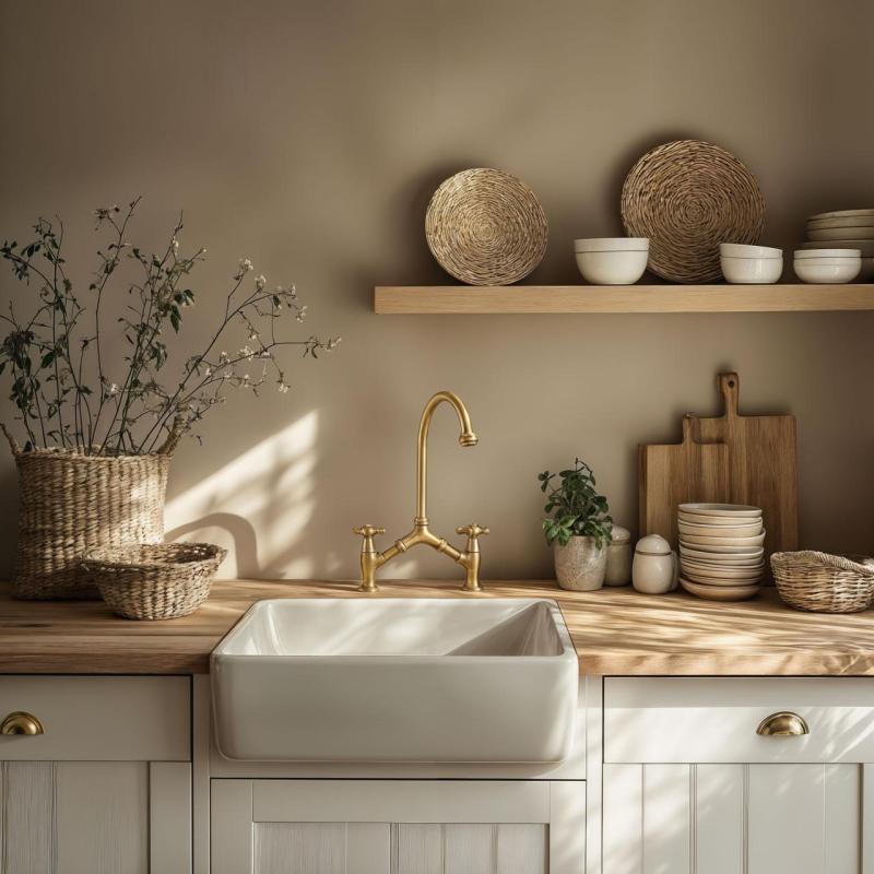 PB klassisk Nostalgisk klassisk køkkenarmatur i bronze med variabel centerafstand 2 huller 18-25cm 1208954352