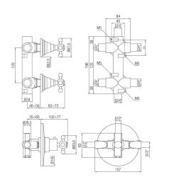 PB Classic nostalgisk indbygget brusertermostat med 2 stophaner Kobber