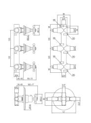 PB Classic nostalgisk indbygget brusetermostat med 3 stophaner kobber