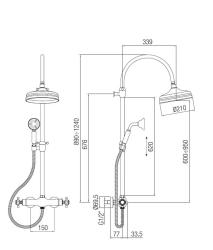 PB Classic brusekolonne klassisk med termostatbatteri og regnbruser Bronze