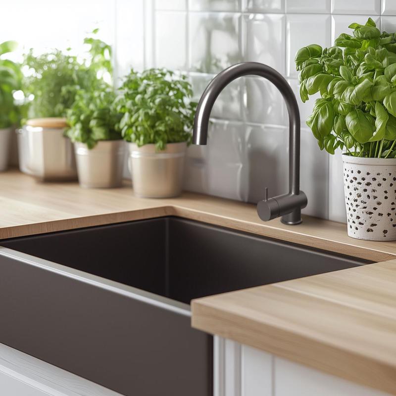 Waterevolution Flow køkkenarmatur PVD Gun metal med udtrækkelig tud T155GME