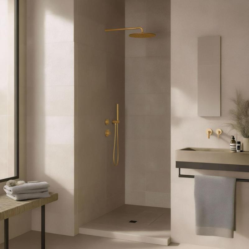 Waterevolution Flow indbygget brusetermostat med 1 omskifterhane, lys guld 1208954644