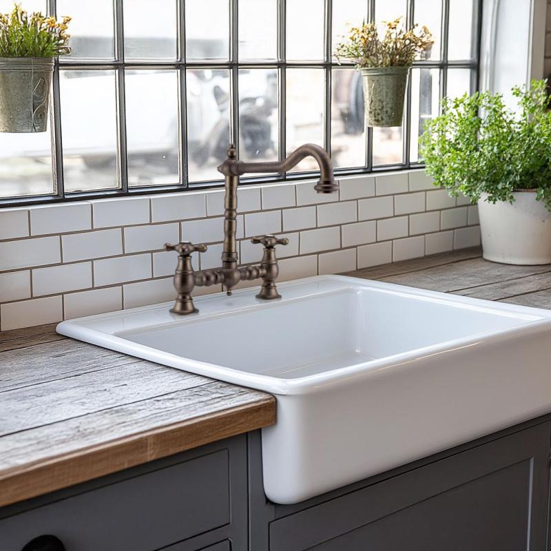 PB Nostalgisk Brokøkkenhane mørk bronze vinkeludløb med stjernehåndtag 1208954667