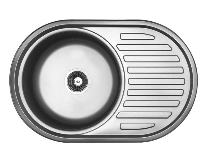 Ausmann Basic rund håndvask med afdrypningsbakke rustfrit stål 77x50 cm inklusive sifon 1208955523
