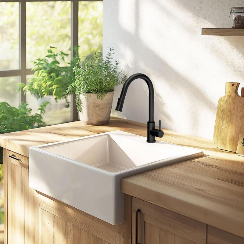 Quadri Leeds køkkenarmatur med udtrækkeligt brusehoved med 2 funktioner mat sort 1208955907